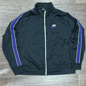 Nike Men's Black Jacket with Purple and Green Stripes 2X